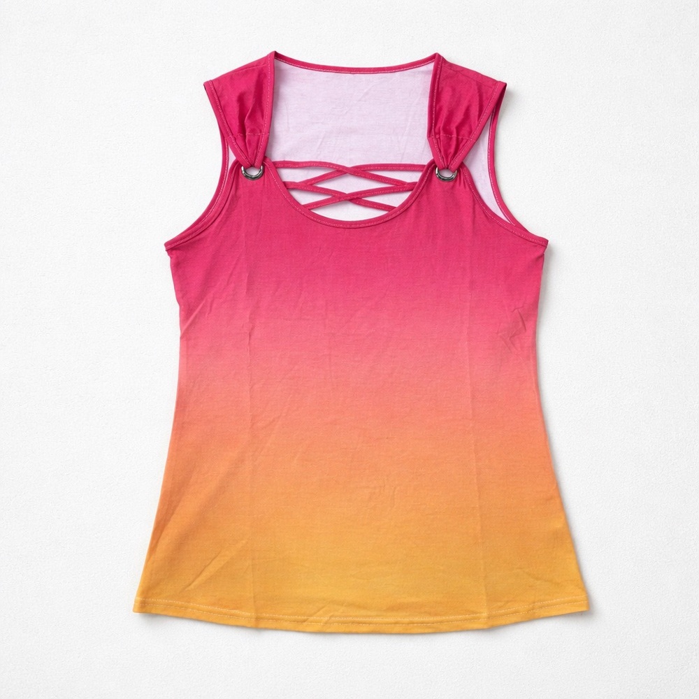 Women's Top Scoop Neck Sleeveless T-shirt Multicolor Size M